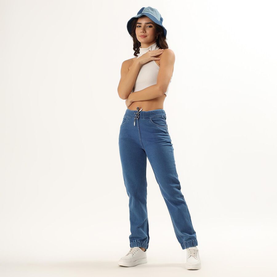 Ladies' Mid Rise Jeans, Mid Blue, large image number null