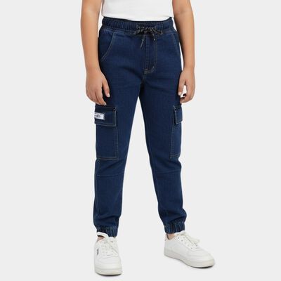 Boys' Light Blue Slim Fit Washed Jeans