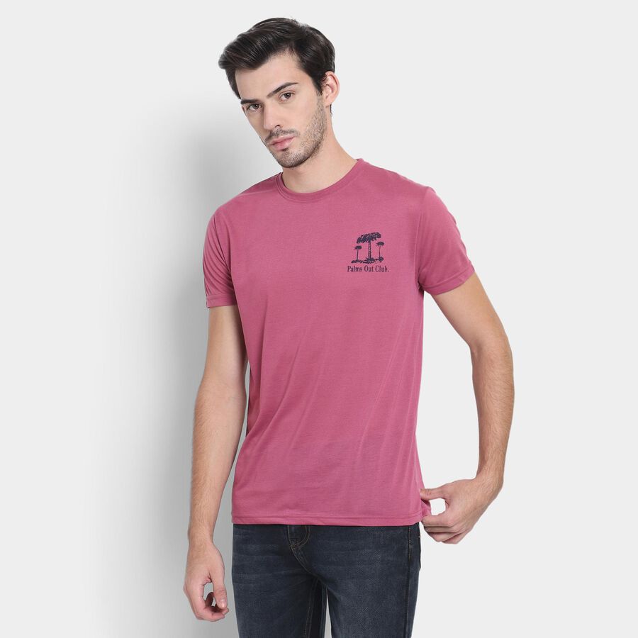 Men's Round Neck Half Sleeves T-Shirt , Coral, large image number null