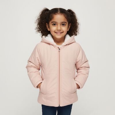 Girls Light Pink Round Casual Jacket