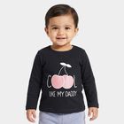Infants Navy Blue Cotton Round Neck Regular T-Shirt, Navy Blue, small