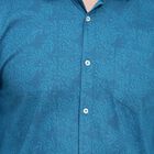 Cotton Printed Casual Shirt, Teal Blue, small image number null