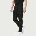 Men's Black Regular Fit Side-Striped Track Pants, Black, small