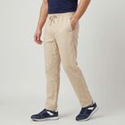 Men's Beige Slim Fit Drawstring Chino Trousers, Beige, small