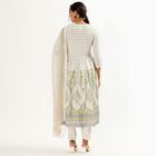 Women's Soft Ivory White Floral Printed Ethnic Set, Light Green, small