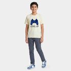 Boys Off White Round Neck Regular Graphic Print T-Shirt, ऑफ व्हाइट, small