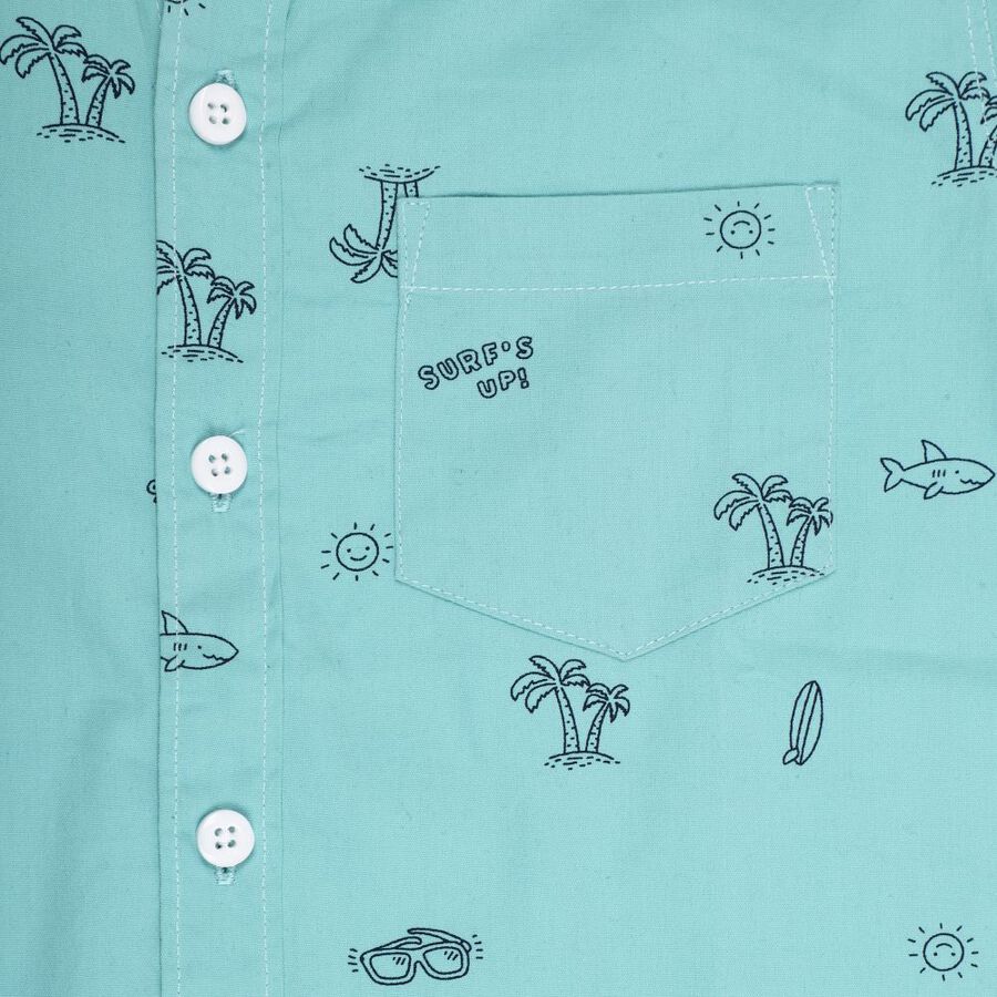 Boys' Cotton Casual Shirt, Dark Green, large image number null