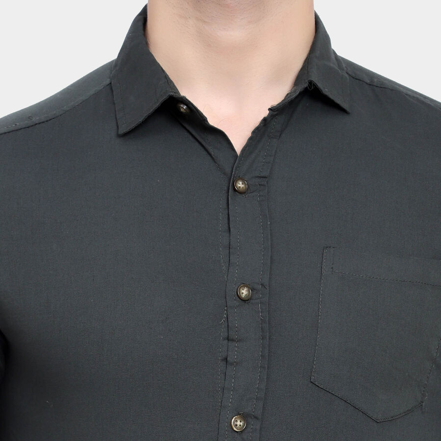 Cotton Solid Casual Shirt, Dark Green, large image number null