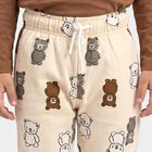 Boys' Beige Regular Fit Bear Printed Jogger Pyjama, Beige, small