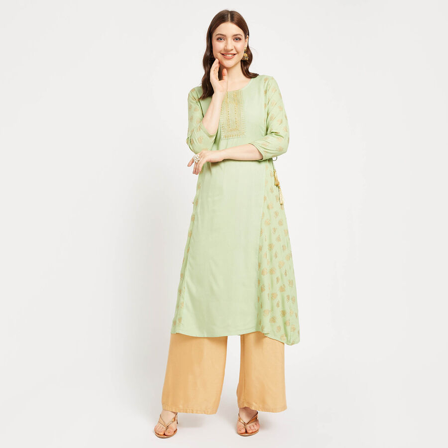 Embroidered Kurta, Light Green, large image number null