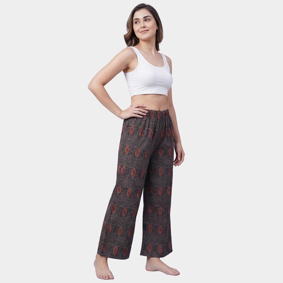 Women's Navy Blue Relaxed-Fit Ditsy Printed Palazzos, Navy Blue, large