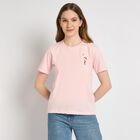 Ladies' Round Neck T-Shirt , हल्का गुलाबी, small