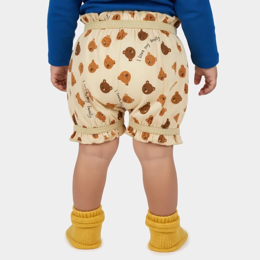 Infants Beige Regular Fit Printed Bloomer, गहरा पीला, large