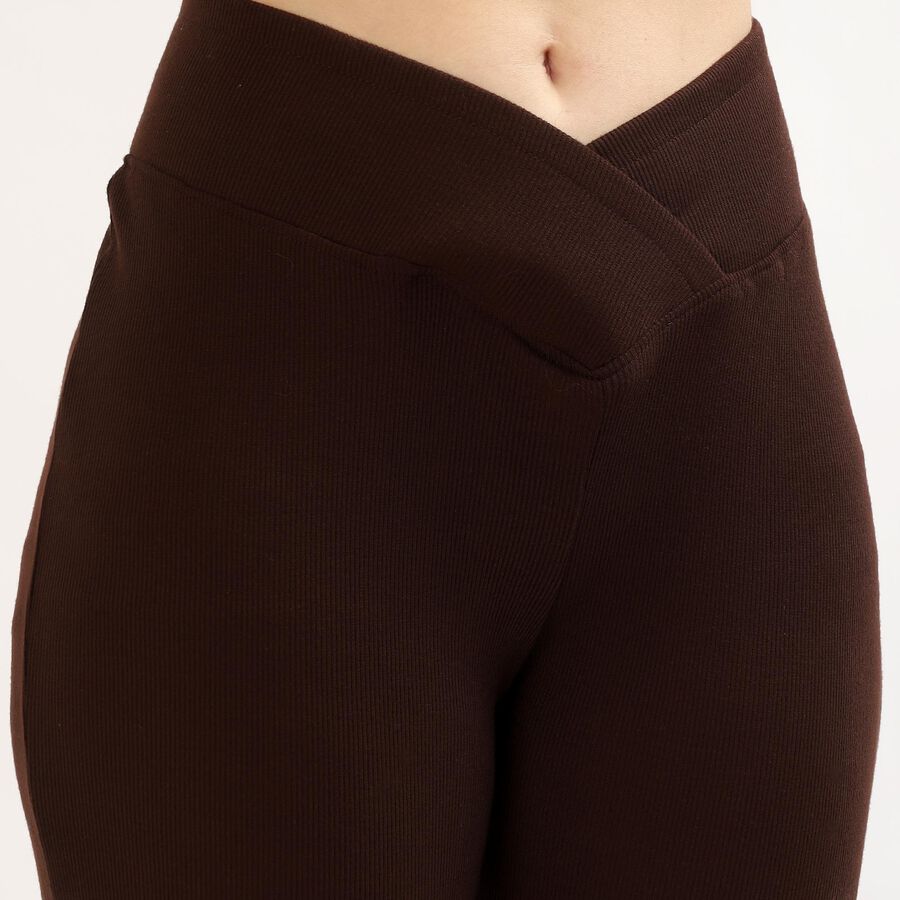 Women's Deep Chocolate Brown Flared Crossover Waist Pyjama, Brown, large image number null