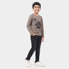 Boys Grey Round Neck Regular Boys T-Shirt, Light Grey, small
