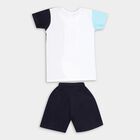 Boys' Navy Cotton Round Neck Striped Baba Suit, Navy Blue, small image number null