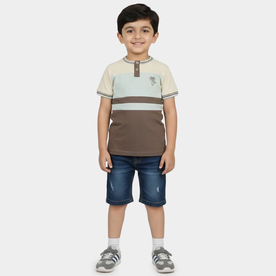 Boys' Half Sleeves T-Shirt, चारकोल, large