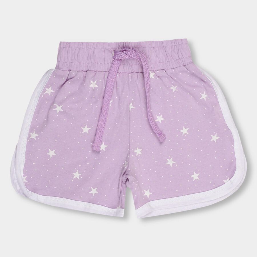 Girls' 100% Cotton Shorts, Lilac, large image number null