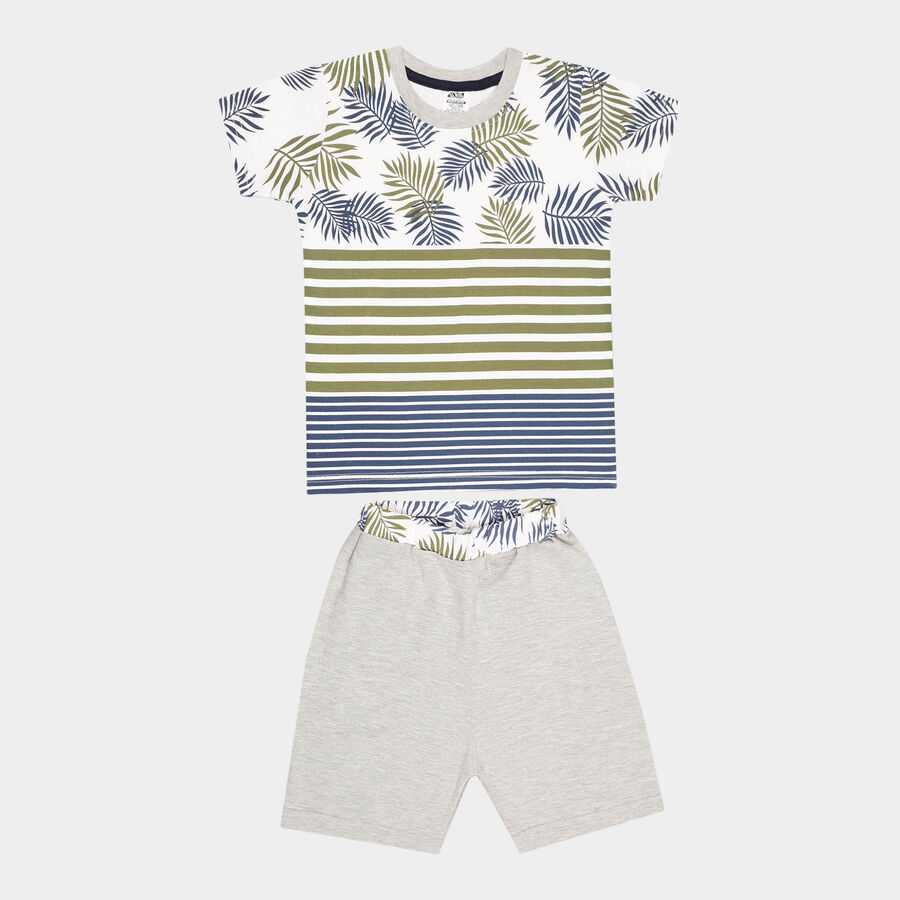 Boys Cotton Baba Suit, Off White, large image number null