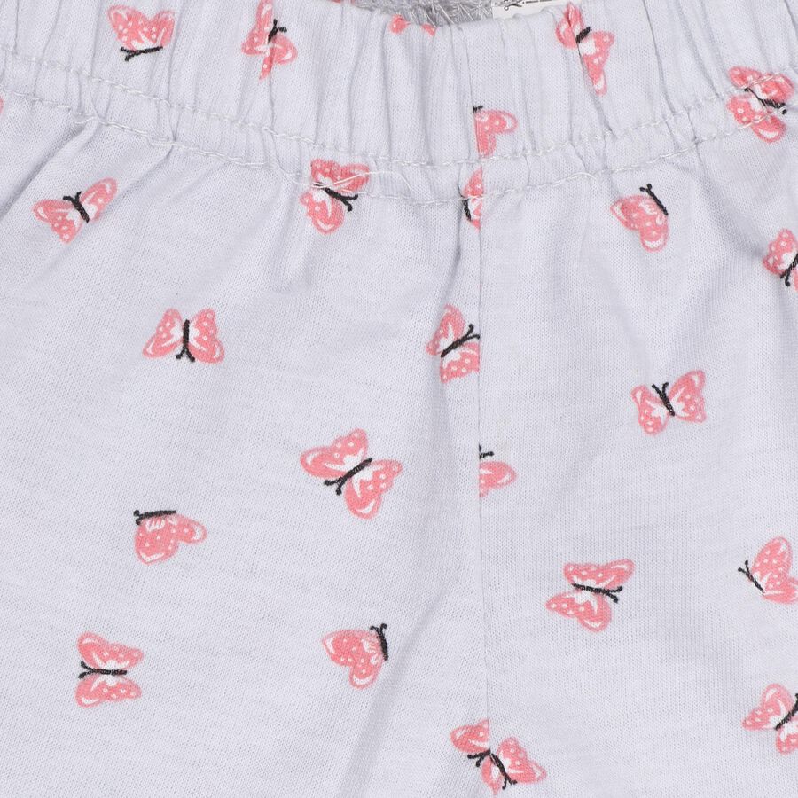 Girls' Light Grey Pull-Up Printed Shorts, हल्का नीला, large image number null