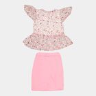 Printed Skirt Top Set, Off White, small image number null