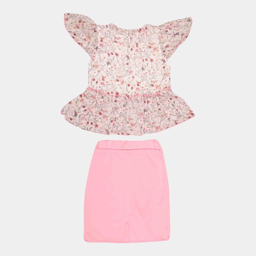Printed Skirt Top Set, Off White, large image number null