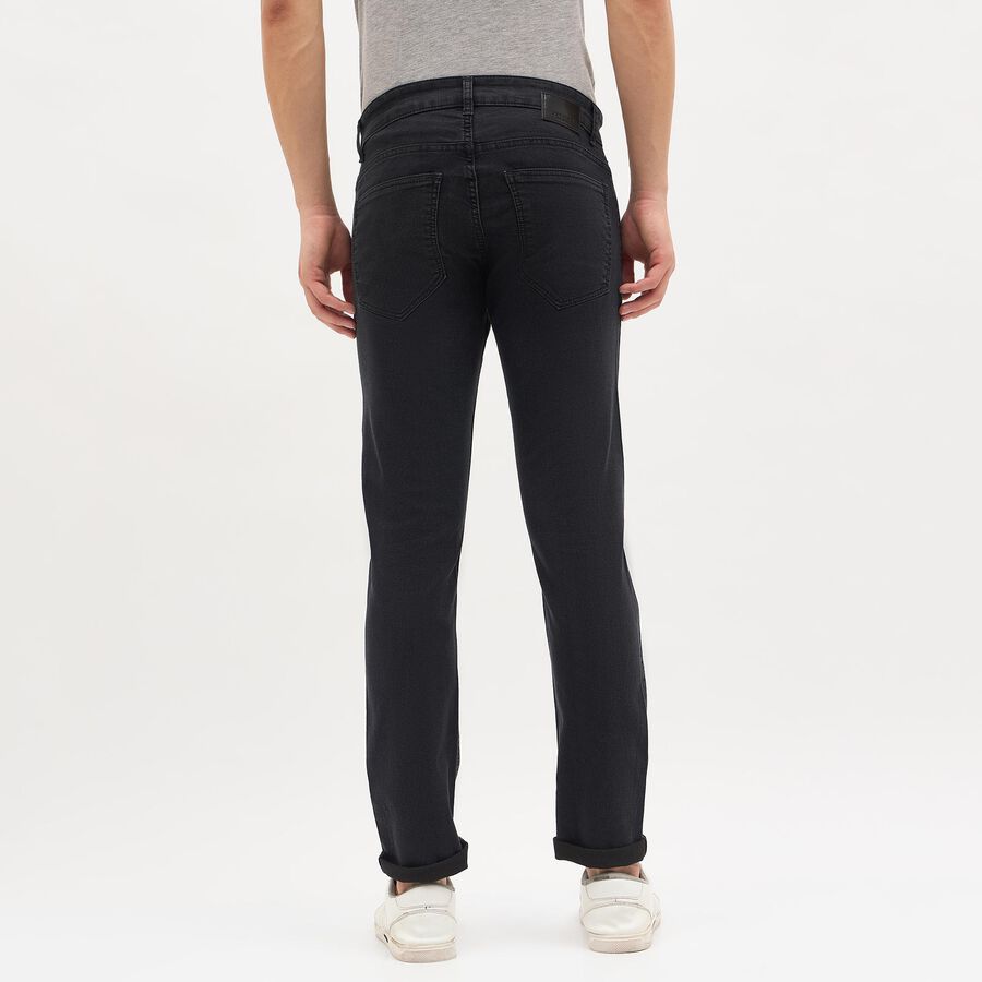 Men's Jet Black Slim Fit Stretchable Jeans, Dark Grey, large