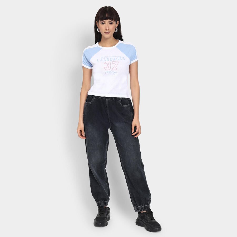 Ladies' 100% Cotton Crop  Top, Light Blue, large image number null