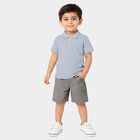 Boys Light Blue Polo Neck Printed Baba Suit, मध्यम नीला, small