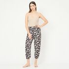 Women's Jet Black Relaxed Fit Elastic Waist Harem Pants, काला, small