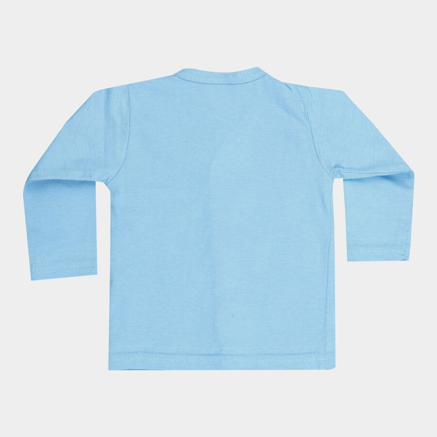 Infants Cotton Front Open T-Shirt, Mid Blue, large image number null