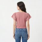 Women's Pink Round Neck Regular Top, Pink, small