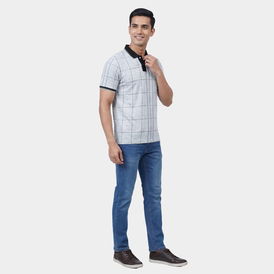 Men's Dark Green Cotton Polo Neck Casual T-Shirt, गहरा हरा, large