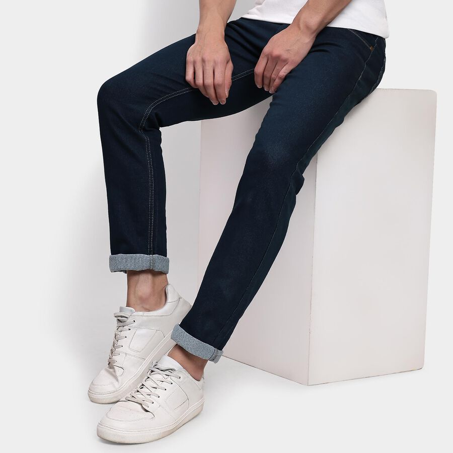 Men's Skinny Jeans, गहरा नीला, large