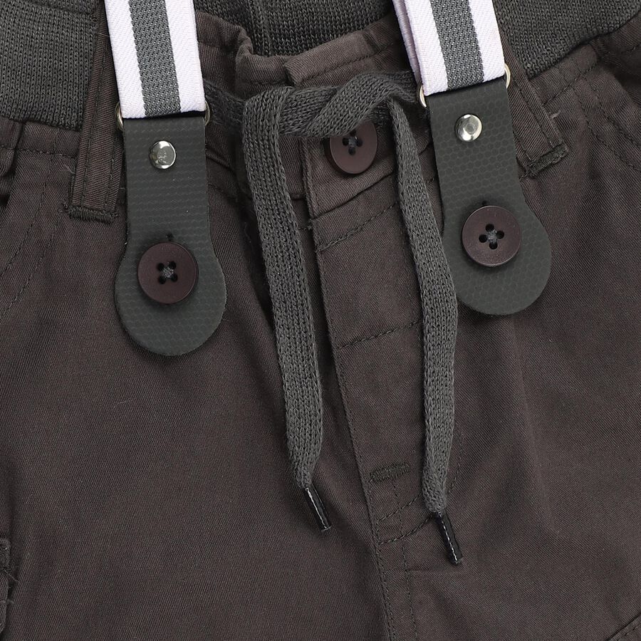 Infants' Dark Charcoal Elastic Waist Cargo Trousers, Dark Grey, large image number null