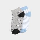 Boys' Regular Fit Printed Pack of 2 Socks ( Blue, Grey ), मिश्रित हल्का ग्रे, small