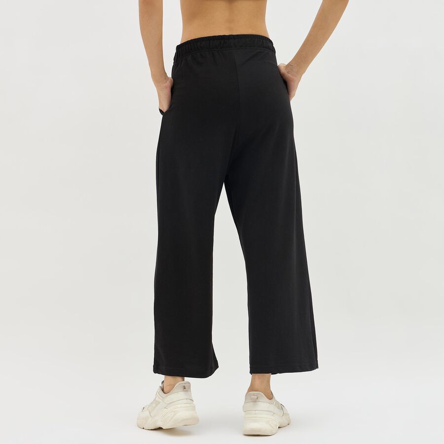 Women's Jet Black Relaxed Fit Side-Striped Track Pants, Brown, large image number null