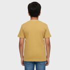 Boys Mustard Yellow Cotton Round Neck Casual T-Shirt, Yellow, small