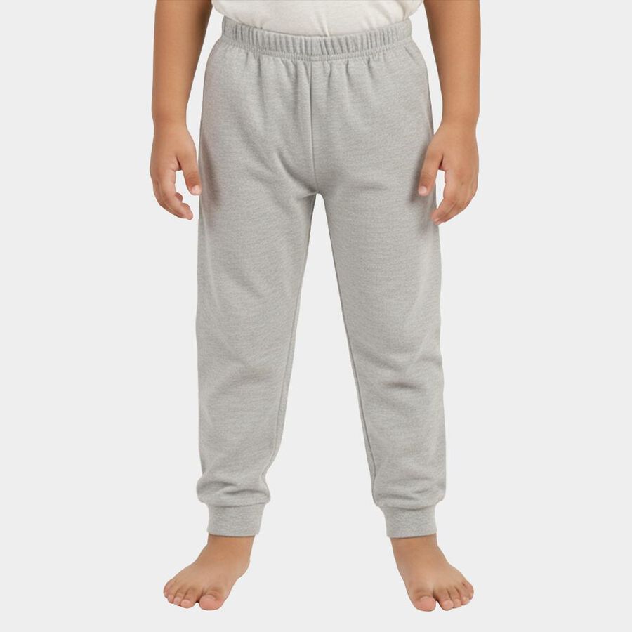 Boys Light Heather Grey Cotton Blend Thermal Lower, मिश्रित मध्यम ग्रे, large image number null