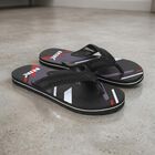 Men's Black Printed Flip-Flop Slippers, Black, small