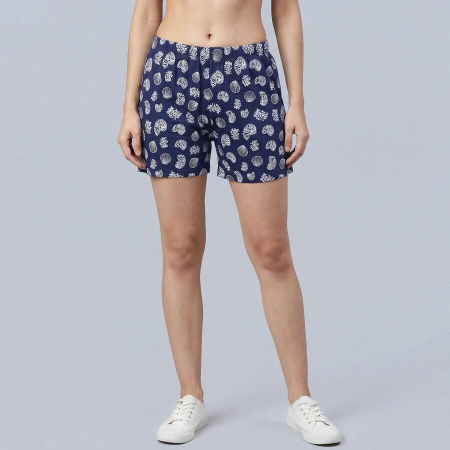 Women's Navy Blue Regular Fit Drawstring Shorts, Dark Blue, large