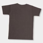 Boys' Dark Charcoal Round Neck Half Sleeve T-Shirt, चारकोल, small image number null