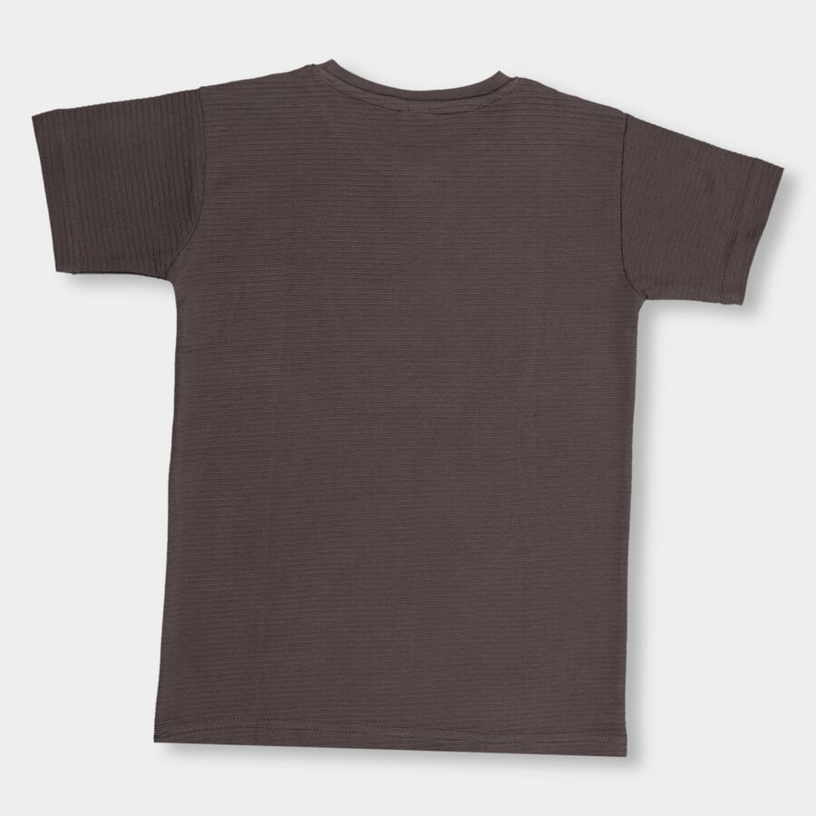 Boys' Dark Charcoal Round Neck Half Sleeve T-Shirt, चारकोल, large image number null