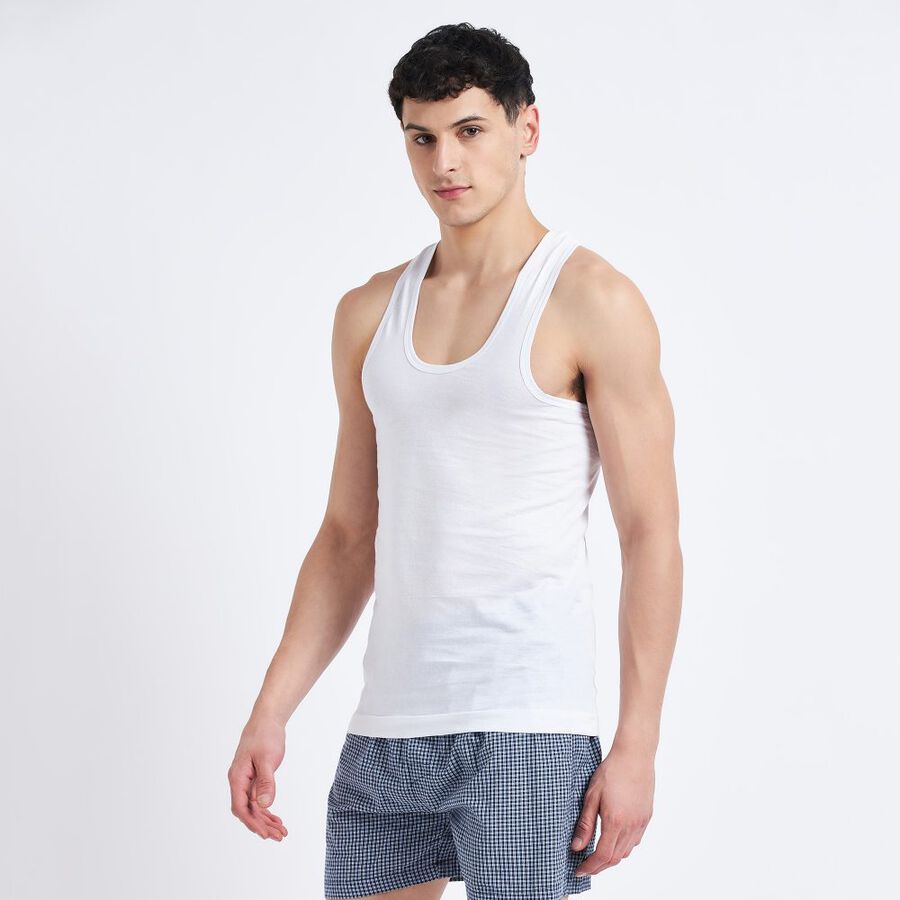 Men's Cotton Vest, White, large image number null