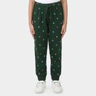 Girls' Green Jogger Fit Palm Print Pyjama, गहरा हरा, small