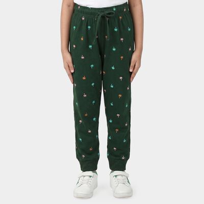 Girls' Green Jogger Fit Palm Print Pyjama