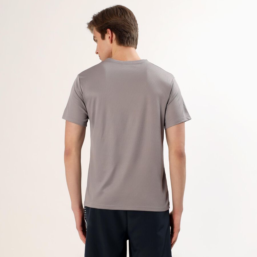 Men's Muted Grey Crew Neck Athleisure T-Shirt, Dark Grey, large