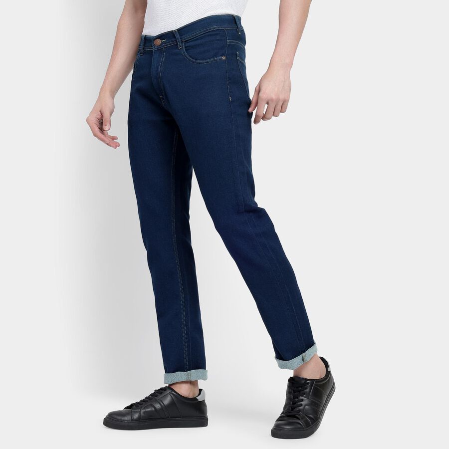 Men's Slim Fit Jeans, मध्यम नीला, large image number null
