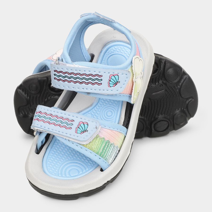 Girls' Sandal with Back Strap, Blue, large image number null