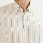 Men's Light Beige Button-Down Classic Formal Shirt, Beige, small image number null